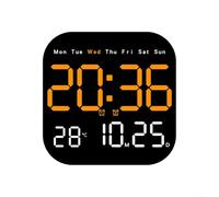 HEIBTENY Orologio da parete digitale con telecomando, display a LED per ora, temperatura, data, giorno, conto alla rovescia, sveglia, luminosità a 10 livelli, montaggio a parete o da scrivania per