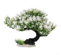 HEIBTENY Piante artificiali per acquario con ornamento di pino, decorazione realistica in plastica per acquario, per paesaggi subacquei, viola, verde, 26 x 12 x 23 cm