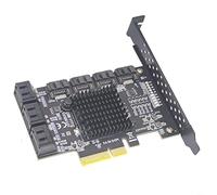 HEIBTENY Scheda di espansione a 6 porte per SATA 3.0 con chip ASMedia ASM1166, adattatore PCI-E x4/x8/x16 per Windows per LINUX Synology, indicatore LED controller HDD SSD senza driver