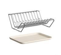 HEIBTENY Scolapiatti per lavello in acciaio inossidabile, supporto per ciotole con vassoio per bancone della cucina, organizer resistente alla ruggine, argenteo, 30,3 x 24 x 10 cm (scolapiatti per