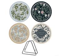 HEIBTENY Set 4 Sottobicchieri Tazza Isolanti Anti-Rumore Tavolo | Set da 4 + supporto, diametro 14cm, per ideale per tazze per caffÃ¨, tÃ¨, bevande calde o fredde