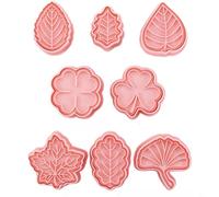 HEIBTENY Set di formine per biscotti a forma di foglia, 8 pezzi di strumenti per biscotti a forma di cartone animato, in PP per alimenti, stampi fai da te per disegni di trifoglio, rosa, 14 x 18,5 x