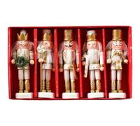 HEIBTENY Set di ornamenti natalizi in legno a forma di schiaccianoci con corda da appendere, decorazione per le vacanze, materiale in legno, mensola festiva e vetrina per casa stagionale (E)