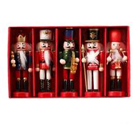 HEIBTENY Set di ornamenti natalizi in legno a forma di schiaccianoci con corda da appendere, decorazione per le vacanze, materiale in legno, mensola festiva e vetrina per casa stagionale (D)