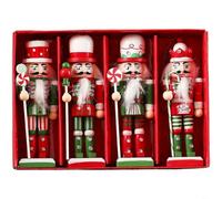 HEIBTENY Set di ornamenti natalizi in legno a forma di schiaccianoci con corda da appendere, decorazione per le vacanze, materiale in legno, mensola festiva e vetrina per casa stagionale (B)