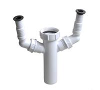 HEIBTENY Sifone a doppia uscita per lavatrice e lavastoviglie, 3,8 cm, con doppia connessione, per cucina, ripostiglio, installazione senza attrezzi,