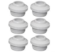 HEIBTENY SP1419E Raccordo di ingresso direzionale per acqua aperta da 2,5 cm con ugello di collegamento Bull's Eye, ricambio in plastica per getto di ritorno piscina spa da 3,8 cm, bianco, set da 6