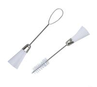HEIBTENY Spazzola per la pulizia della macchina da cucire, a doppia estremità, in metallo e plastica, per macchine industriali domestiche, tastiera, bottiglia ad angolo, bianco, 140 mm, accessori fai