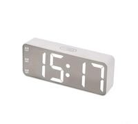 HEIBTENY Sveglia digitale, grande display con numeri in grassetto, dimmer e volume a 7 livelli, formato 12/24h, supporto DST, per camera da letto, ufficio, dormienti pesanti, bianco (bianco)