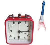 HEIBTENY Sveglia in metallo da 8,9 cm, quadrata, silenziosa, senza ticchettio, con morbida luce notturna, funzione snooze, maniglia pieghevole portatile, decorazione moderna da tavolo per camera da