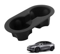 HEIBTENY Tappetino per portabicchieri in silicone antiscivolo per Tesla Model Y Juniper 2025, protezione contro le fuoriuscite d'acqua, accessorio interno nero facile da pulire