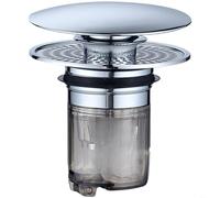 HEIBTENY Tappo di scarico per lavello in rame, push-up con guarnizione magnetica, drenaggio rapido e doppia filtrazione, per lavabo da bagno, bianco argento, 62 x 62 x 65 cm (argento)
