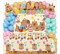 Heidaman 73 decorazioni di compleanno Capybara, decorazioni per feste di Capybara, il set include: striscione tovaglia sfondo ballon cake topper