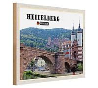 Heidelberg | Targa in legno | Souvenir della Germania | Decorazione da parete | 40 cm x 30 cm