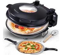 Heidenfeld Pizzaofen Napoli - Forno per pizza elettrico - 1200 Watt - 400°C - Con pietra refrattaria per pizza - Forno (Nero)