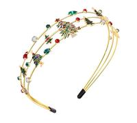 HEIDKRUEGER Cerchietto per capelli natalizio da donna, con cristalli rossi e verdi, con albero di Natale, accessorio per feste di Natale (albero di Natale A, grande)
