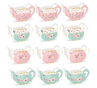 Heidouse Centrotavola da Tea Party per tavoli 12 Pezzi di Cartone teiera Vaso da Tea Party Decorazioni Fai da Te Amichevole 4 Motivi Diversi Decorazioni per la Mamma, Fiore Non Incluso
