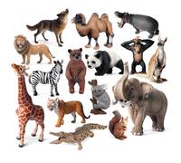 Heidouse Figure di Mini Animali da 15 Pezzi, Figure realistiche di Animali Selvatici di plastica per Il Progetto scientifico e Topper di Torte, Modello educativo precoce per Bambini Piccoli, Gioco