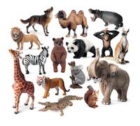 Heidouse Figure di Mini Animali da 15 Pezzi, Figure realistiche di Animali Selvatici di plastica per Il Progetto scientifico e Topper Torta, Modello educativo precoce per Bambini Piccoli