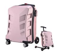 Heidouse Scooter valigia per bambini Scooter valigia Mute Mute Scooter con manico telescopico Ride su bagagli con multi-tasca per viaggi in oro rosa, bagagli per bambini