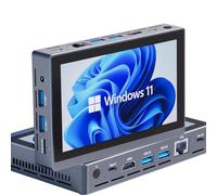 HEIGAOLAPC Mini PC Win 11 Pro Mini Computer Destop con Touch Screen 5.5" Integrato, Micro Desktop N5100 16GB RAM 256GB eMMC, Batteria 5000mAh, Doppia Uscita 4K HDMI 2.0 Type-C 3.1, WiFi 5, 4x USB 3.0