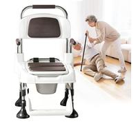 Height Adjustable Bedside Commode, Sedia Al Letto 4-In-1 Doccia E Trasferimento, Regolazione Senza Attrezzi, Capacità 150kg, Per Recupero, In intura Protettiva, Pedale(Fixed foot pads)