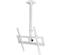 Height Adjustable Universal TV Stand Ceiling Mount Bracket with Shelf Supports 3255" LED Screens Holds Up to 77 lbs Stylish White Design for Home & Office Use