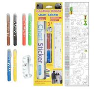 Height Chart, Doodling Growth Measuring Sticker, Decorative Wall Sticker for Kids, (68.9x9.72 inches), Nursery, Bedroom, Classroom, Playroom, Fun Growth Trackers
