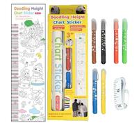 Height Chart, Growth Sticker, Doodling Wall Decal, Decorative Measuring Art, Nursery Room Wall Decor, (1 Sheet), for Kids Bedroom, Playroom, Classroom, Fun Design