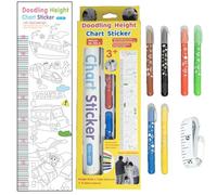 Height Chart, Growth Sticker, Doodling Wall Decal, Decorative Measuring Art, Nursery Room Wall Decor, (1 Sheet), for Kids Bedroom, Playroom, Classroom, Fun Design