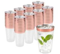 HEIHAK 80 bicchieri di plastica con bordo color oro rosa, 360 ml, bicchieri da vino riutilizzabili, per cocktail, champagne, birra, martini, dessert