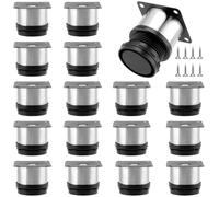 HEIHAK Confezione da 16 gambe regolabili per armadietti, 50 mm, con 64 viti, altezza regolabile da 0 a 15 mm, in acciaio inox, piedini in metallo per divano, letto, comodino, armadio, argento