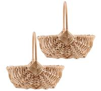 HEIHAK Confezione da 2 cestini in vimini con manico, per foraggiamento con fodera in plastica, per shopping e matrimoni, decorazione per feste in casa