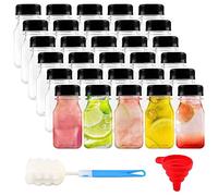 HEIHAK Confezione da 30 bottiglie di plastica da 113,4 ml, quadrate, con coperchio nero, mini bottiglie da frigo per succhi, latte, frullati e caffè