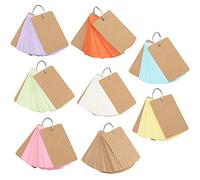 HEIHAK Confezione da 8 400 schede flash, carta kraft multicolor revisione, carte da studio vuote con anello in metallo per memoria, apprendimento, note, fai da te (50 fogli in 8 colori per set)