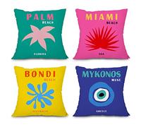 heilkee Set di 4 federe decorative per cuscini da viaggio, eleganti, decorative, morbide, colorate, quadrate, per camera da letto di adolescenti, ragazze, dormitorio, divano, 45,7 x 45,7 cm
