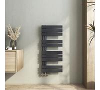 Heilmetz Scaldasalviette Bagno 899x400mm Termosifoni Moderni Termoarredo Bagno Interasse 50 Termosifone Acciaio Radiatore Scaldasalviette da Parete G1/2, Vertical, Antracite