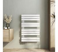 Heilmetz Scaldasalviette Bagno 899x600mm Termosifoni Moderni Termoarredo Bagno Interasse 50 Termosifone Acciaio Radiatore Scaldasalviette da Parete G1/2, Vertical, Bianco