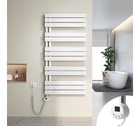 Heilmetz Scaldasalviette Elettrico Bagno 1176x600mm 600W, Termoarredo Elettrico Bagno con Barra riscaldante termostato，con Funzione di temporizzazione（Bianco）