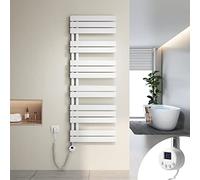 Heilmetz Scaldasalviette Elettrico Bagno 1385x500mm 800W, Termoarredo Elettrico Bagno con Barra riscaldante termostato，con Funzione di temporizzazione（Bianco）