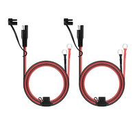 Heilok 2 Pezzi Connettori Batteria SAE 15V-20V Cavi di Ricarica per Moto Cavo Prolunga Batteria, con Terminale ad Anello, Connessione e Disconnessione Rapida per Auto (Nero, Rosso)