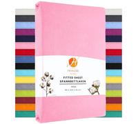 Heim24h, lenzuolo con angoli elasticizzati in jersey di cotone, Cotone, Rose, 90 x 200 cm