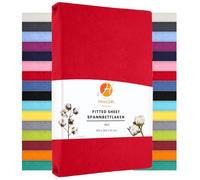 Heim24h, lenzuolo con angoli elasticizzati in jersey di cotone, Cotone, Rot, 60 x 120 cm