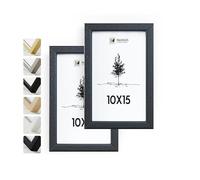Heimlich® 2x Cornice 10x15 cm Cornice in legno nero | Cornice per documenti 10x15 cm Grande Collage | Cornice in legno Cornice in legno Poster in vero legno | Cornice 10x15 Cornice per foto
