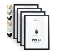 Heimlich® 4 Cornici Portafoto DIN A4, 21 x 30 cm, in Legno Nero, Confezione da 4 Pezzi, 21 x 29,7 cm, Piccolo Collage, per Foto in Vero Legno | Picture Frame A4