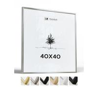 Heimlich® - Cornice - 40x40 cm, Alluminio Metallo, Argento - Grande Cornice Quadrata con Copertura in Foglio di Plastica - Solo Espositore da Parete