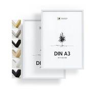 Heimlich® - Cornice - A3 29,7x42 cm, Legno di Ayous, Bianco, Confezione da 2 - Cornici per Poster Piccole - Solo per Espositore a Parete