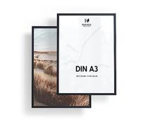 Heimlich Doppia Confezione (2 pz.) Cornici in Legno - con Vetro Acrilico antisfondamento - DIN A3 (29,7x42cm) - per Set di Poster, Nero