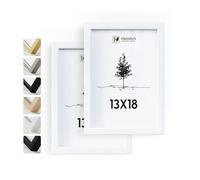 Heimlich® - Cornice per foto - 13x18 cm, legno di ayous, bianco, confezione da 2 - Cornici per foto medie con copertura in foglio di plastica - Montaggio a parete o esposizione da tavolo
