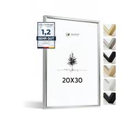 Heimlich® - Cornice per foto - 20x30 cm, Alluminio Metallo, Argento - Cornice per certificati di piccole dimensioni con copertura in foglio di plastica - Montaggio a parete o esposizione da tavolo
